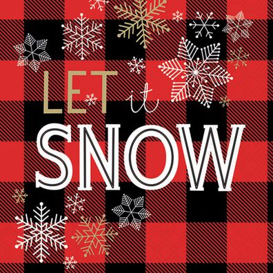Servietten Papier 33x33cm 3-lagig mit Let it Snow Motiv 20 Stück