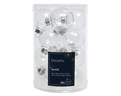 Weihnachtskugeln Glas 3,5cm 16 Stück - Klar transparent
