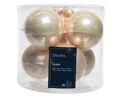 Weihnachtskugeln Glas 8cm 6 Stück - Perle