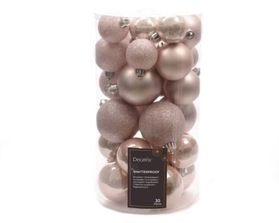 Weihnachtskugeln Kunststoff Mix 4-6cm 30er Set - Rosa