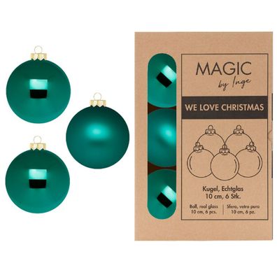 Weihnachtskugeln Glas 10cm 6 Stück - Deep Forest