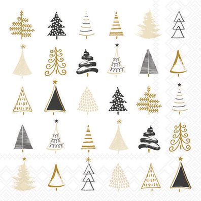 Servietten Papier 33x33cm 3-lagig mit Weihnachtsbaum Motiv 20 Stk