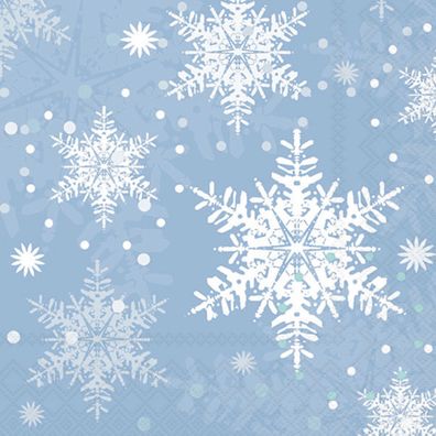 Servietten Papier 33x33cm 3-lagig mit Schneeflocken Motiv 20 Stk