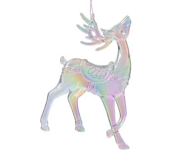 Christbaumschmuck Hirsch Kunststoff 11cm Figur Klar Irisierend