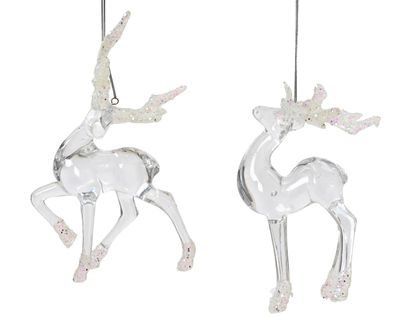 Christbaumschmuck Kunststoff 15cm Hirsch 1 Stück sortiert Transparent