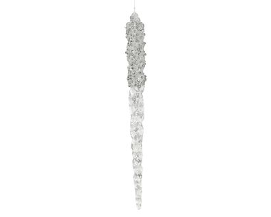 Christbaumschmuck Eiszapfen Figur 23cm Kunststoff Transparent / Grau