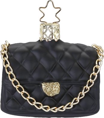Christbaumschmuck Handtasche Glas 6cm schwarz / gold, 1 Stück