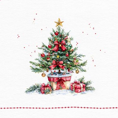 Servietten Papier 33x33cm 3-lagig mit Weihnachtsbaum Motiv 20 Stück