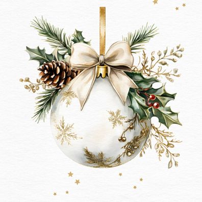 Servietten Papier 33x33cm 3-lagig mit Weihnachtskugel Motiv 20 Stk