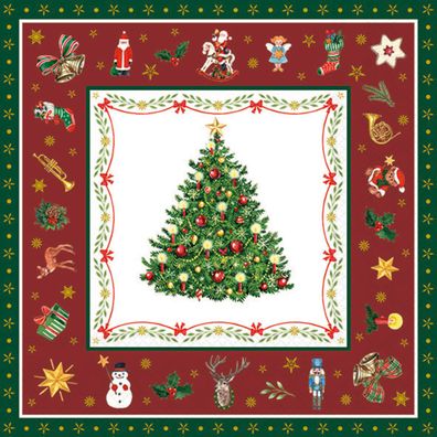 Servietten Papier 33x33cm 3-lagig Weihnachtsdesign 20 Stück Rot Grün
