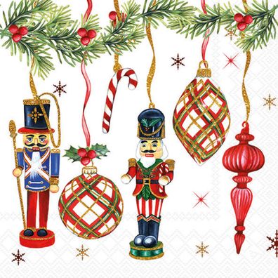 Servietten Papier 33x33cm 3-lagig Weihnachtsanhänger Motiv 20 Stück