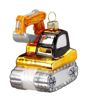 Christbaumschmuck Glas Bagger 7.5cm gold