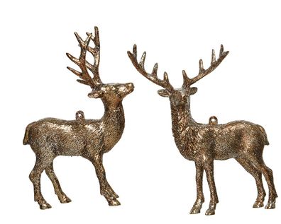 Christbaumschmuck Kunststoff Hirsch 14cm braun, 1 Stück sortiert