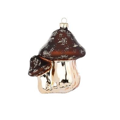 Christbaumschmuck Glas Zwei Steinpilze 9cm braun / beige