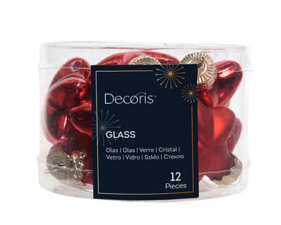 Christbaumschmuck Sterne 4cm Glas 12 Stück - Weihnachtsrot