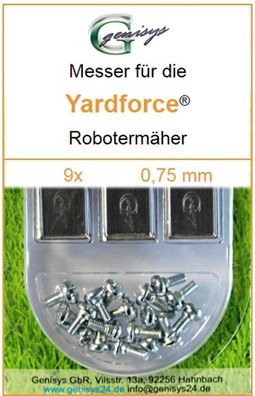 9 Ersatz-Messer für Yard Force Qualitäts-Klingen 0,75mm - LongLife DIN geprüft