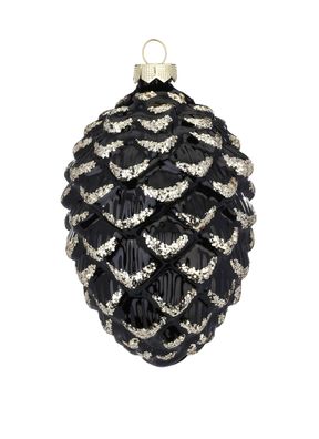 Christbaumschmuck Glas Zapfen 12cm Ebony Black