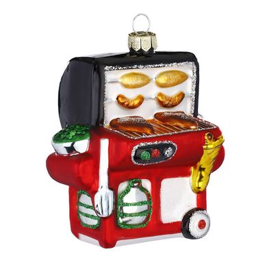 Christbaumschmuck Glas BBQ Gasgrill 9cm rot