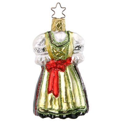 Christbaumschmuck Anhänger Glas Trachtenkleid Dirndl 9cm Grün