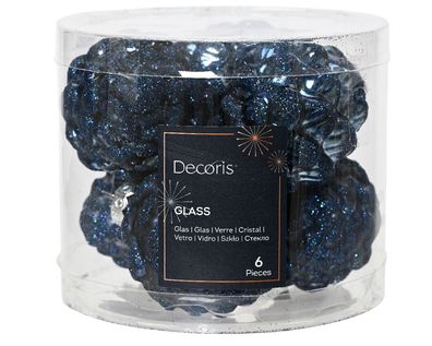 Christbaumschmuck Zapfen 7cm Glas 6 Stück - Nachtblau
