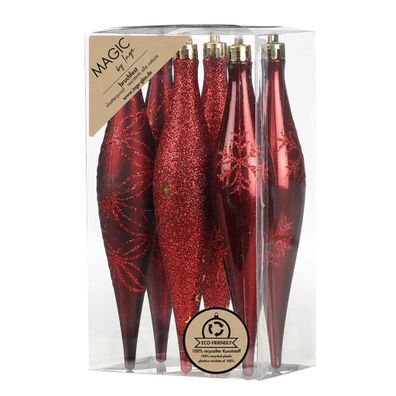 Christbaumschmuck Eiszapfen 15cm Kunststoff 6er Set - Morello Cherry