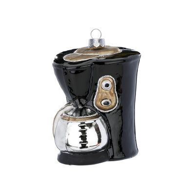Christbaumschmuck Glas Kaffeemaschine 10cm schwarz