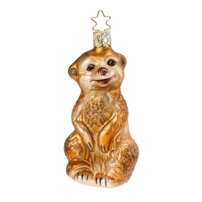 Christbaumschmuck Erdmännchen Glas 10cm braun, 1 Stück