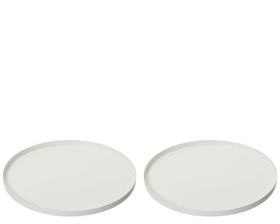 Dekoratives Tablett rund 30-35cm Metall matt 2er Set - Weiß