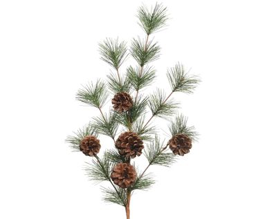 Künstlicher Zweig 50cm mit Zapfen 1 Stück Grün / Braun