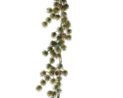 Zederngirlande 15cm künstlich mit Zapfen & goldenem Glitzer 1,8m Grün