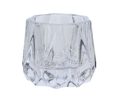 Teelichthalter Glas 5,5cm mit Rillen Klar Transparent