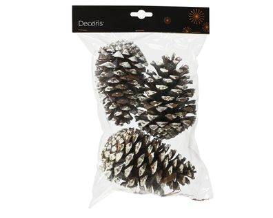 Tannenzapfen Deko Naturzapfen beschneit 3er Set Natur / Braun