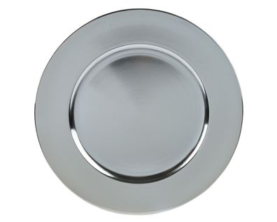 Dekoteller 33cm Kunststoff glänzend - Silber metallic