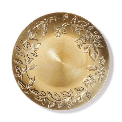 Dekoteller 33cm Kunststoff mit Mistelzweig Muster - Gold metallic