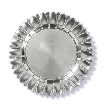 Dekoteller 33cm Kunststoff mit Strahlenkranz - Silber metallic