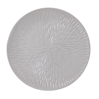 Dekoteller 33cm Kunststoff mit Strahlen Muster - Grau