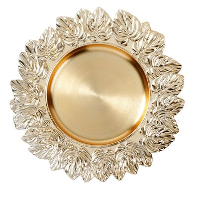 Dekoteller 35cm Kunststoff Blätter - Gold