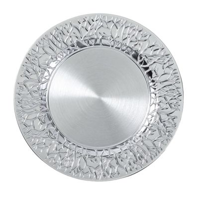 Dekoteller 33cm Kunststoff Zweige - Silber metallic