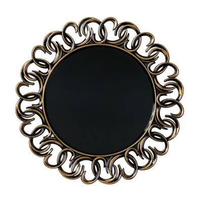 Dekoteller 32cm Kunststoff mit offenem Ornament Rand - Schwarz / Gold