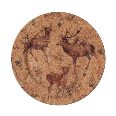 Dekoteller 33cm Kunststoff Waldtiere Motiv - Braun