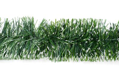 Grasgirlande 10cm x 3m Indoor & Outdoor - Grün matt mit weißen Spitzen