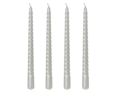 Spitzkerzen Paraffin 25cm spiralförmig 4er Set Weiß