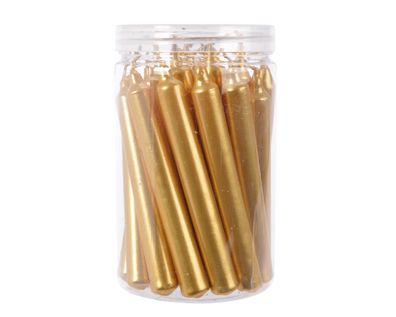 Kleine Spitzkerzen 10,5cm Gold 22er Set