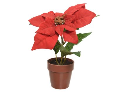 Weihnachtsstern künstlich 27cm im Topf Weihnachtsrot