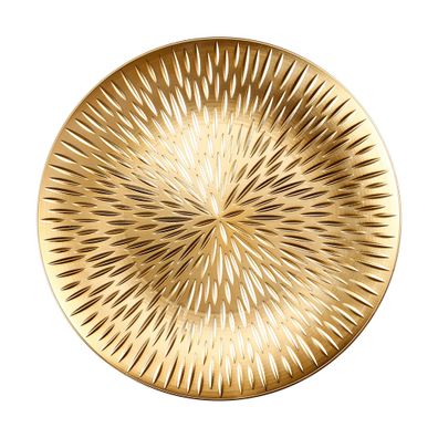 Dekoteller 33cm Kunststoff mit Strahlen Muster - Gold