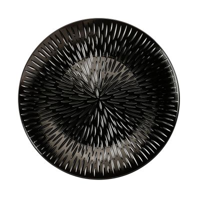 Dekoteller 33cm Kunststoff mit Strahlen Muster - Schwarz