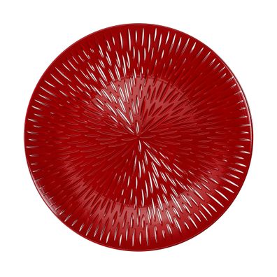 Dekoteller 33cm Kunststoff mit Reliefstruktur- Rot