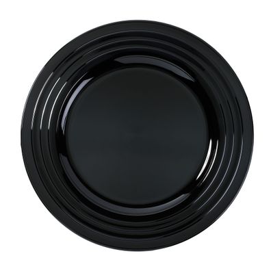 Dekoteller 33cm Kunststoff mit Rillen Muster - Schwarz