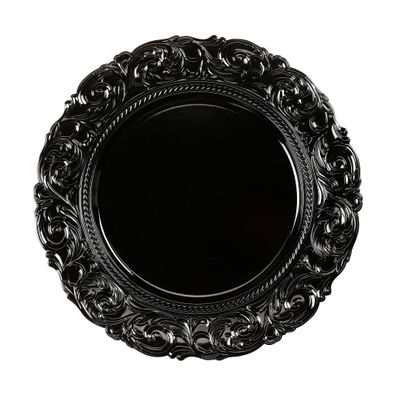 Dekoteller 33cm Kunststoff mit prunkvollem Muster - Schwarz