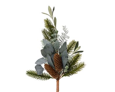 Künstlicher Tannenzweig 50cm mit Tannenzapfen Grün / Braun